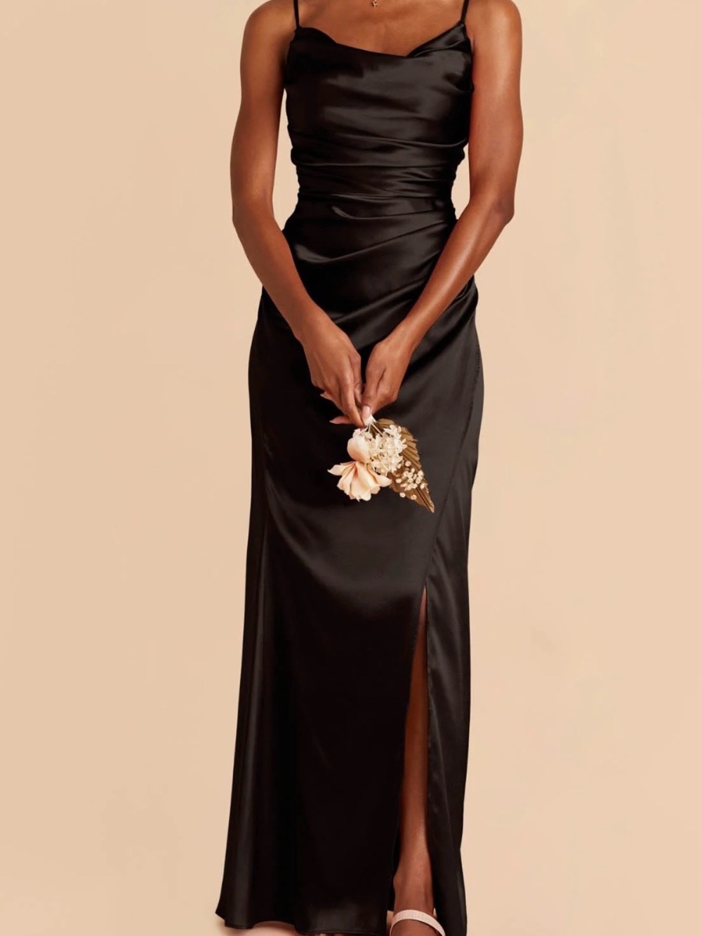 Birdy Grey Black Satin Maxi Lydia Dress
